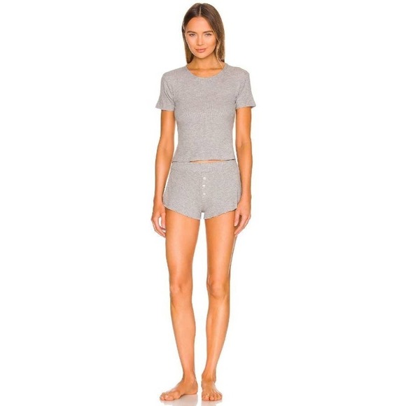 Revolve Plush Women's Gray Micro Thermal Pajama Set Elastic Waistband XS NWT - Picture 1 of 10
